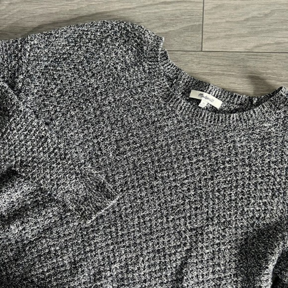 Madewell Women's Landmark‎ Dark Gray Crew Neck Boxy Sweater Zipper Side XS